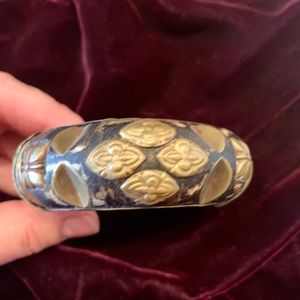 Wood and metal bracelet 2 1/2” internal diameter